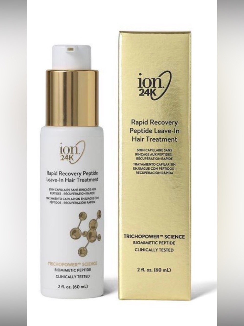 ion 24K Rapid Recovery Peptide Leave In Hair Treatment 2 oz New